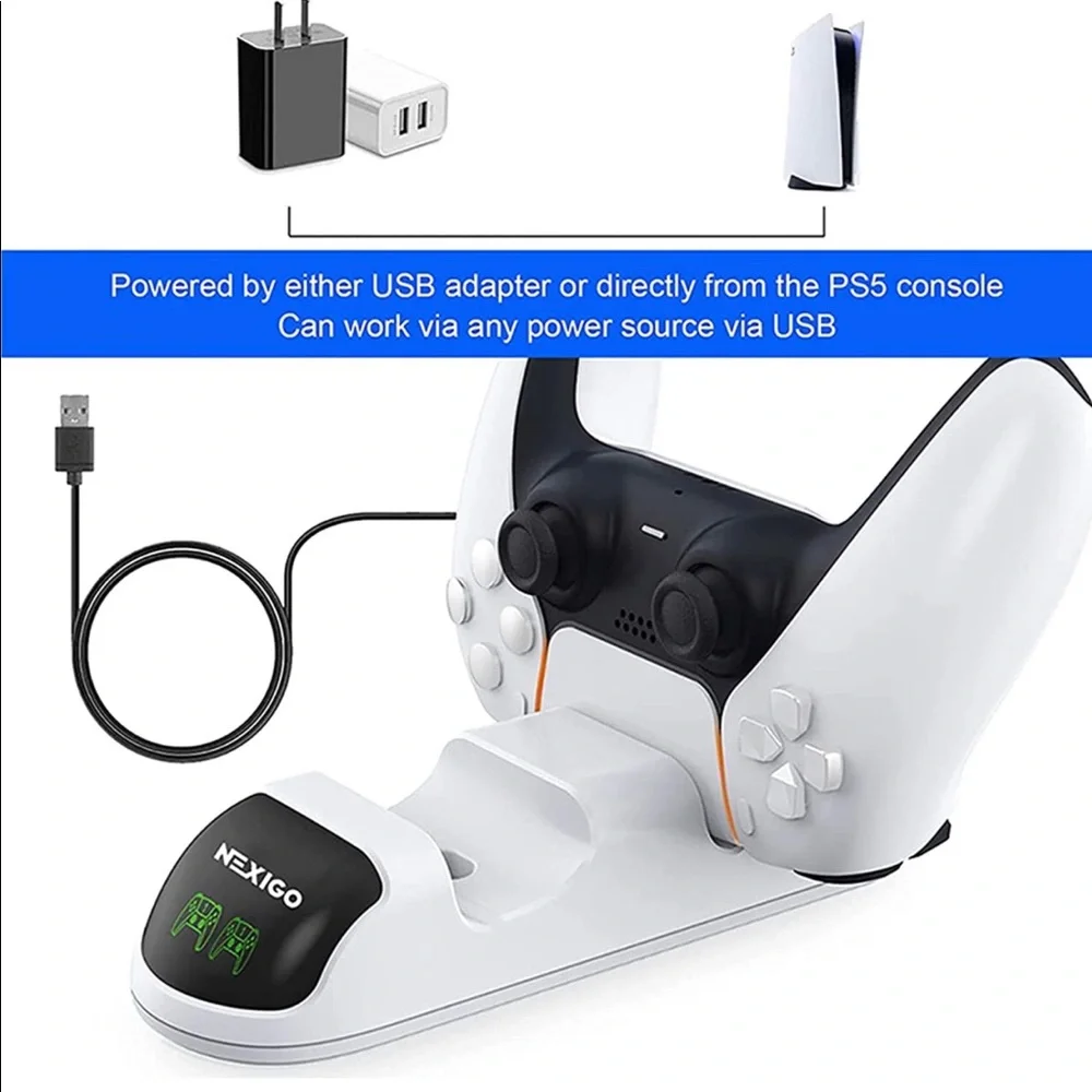 Nexigo Dobe PS5 Controller Charger Upgraded Charging Station Dock LED Indicator